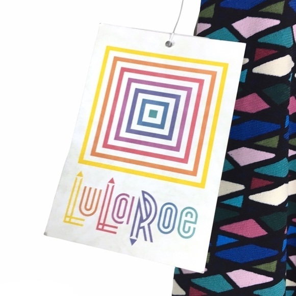 LULAROE Azure Skirt Knee Length Stained Glass Kaleidoscope Retro Mod Size XS NWT - Picture 10 of 14